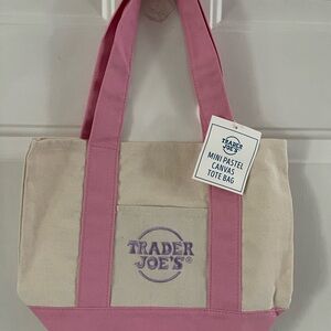 Trader Joe’s Pink and Cream Canvas Tote Bag